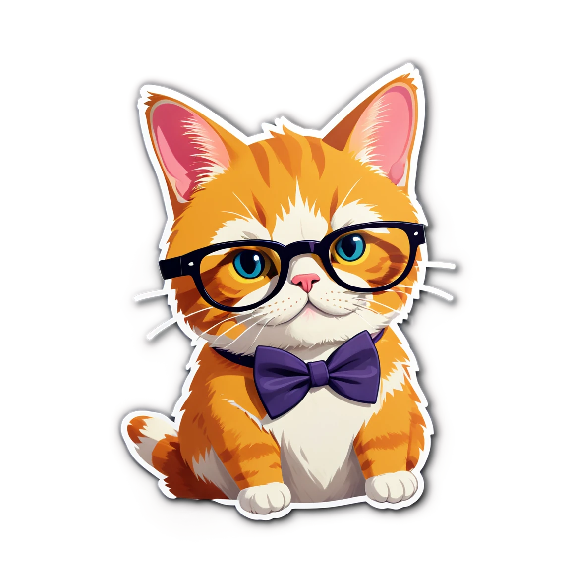 with glasses, wearing a bowtie cat stickers