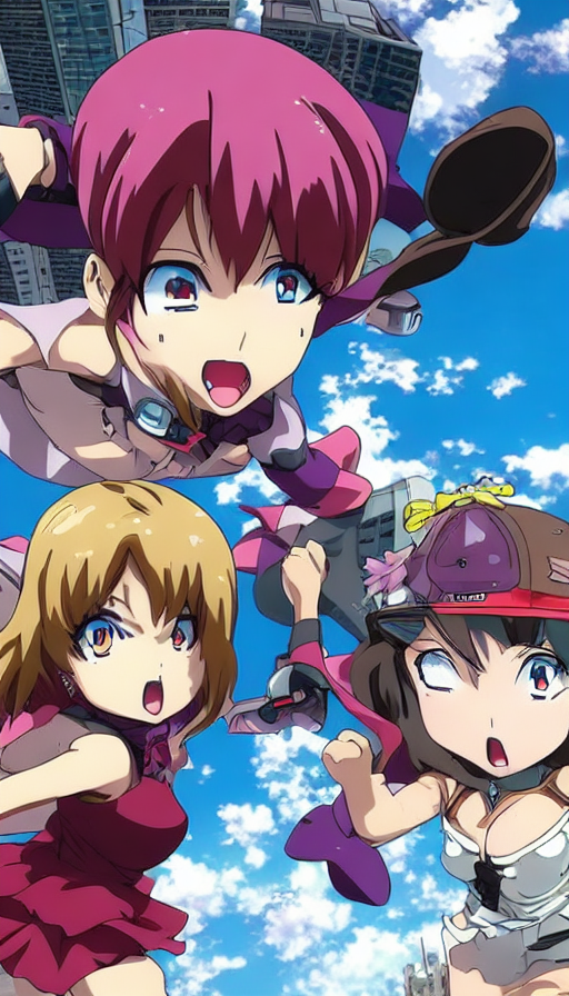 Anime Gigant girl destroy the city