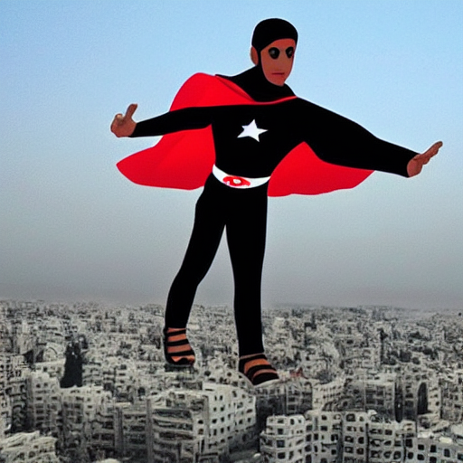 Stable Diffusion prompt: palestinian superhero flying - PromptHero