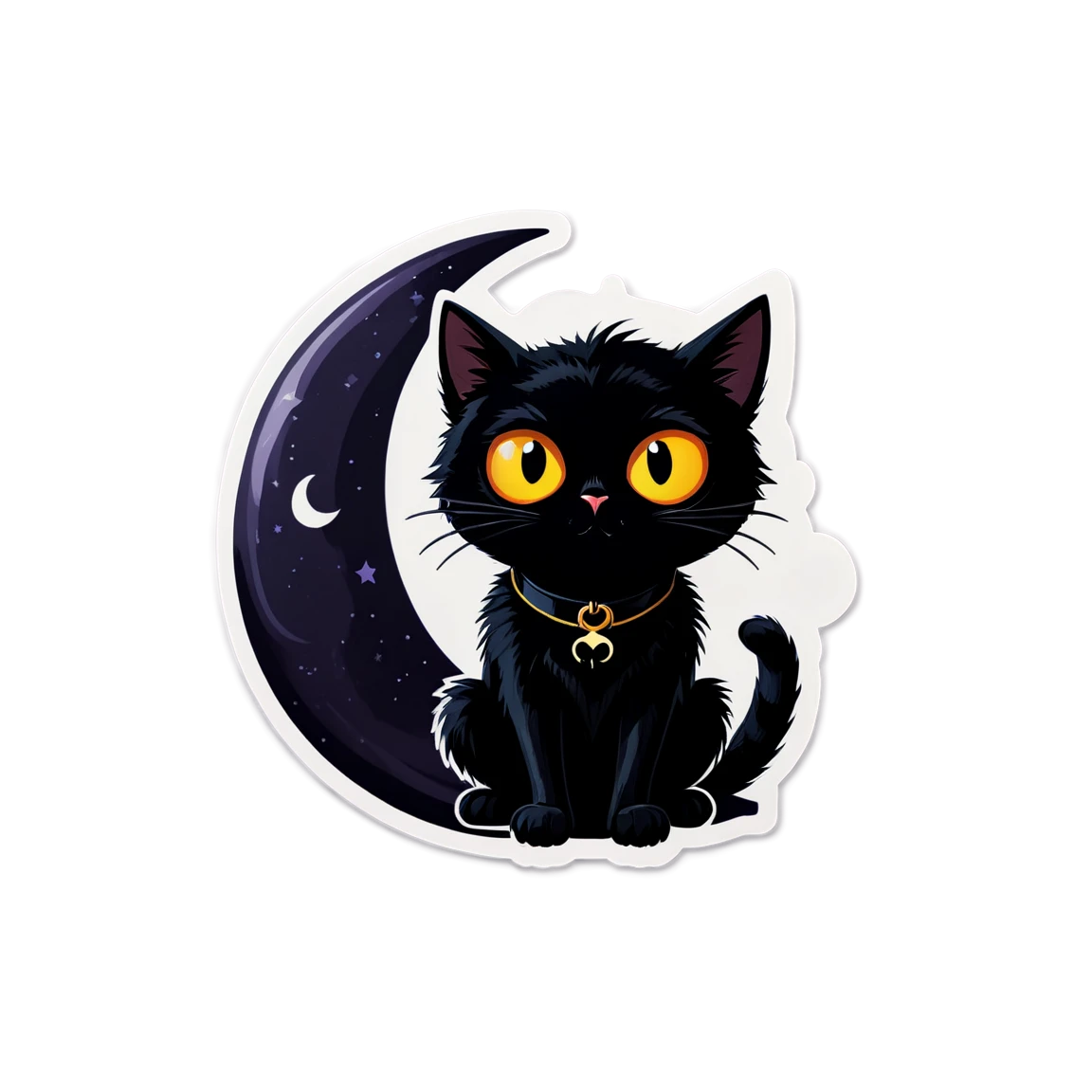 with a spider, with a black collar, with a crescent moon black-cat stickers