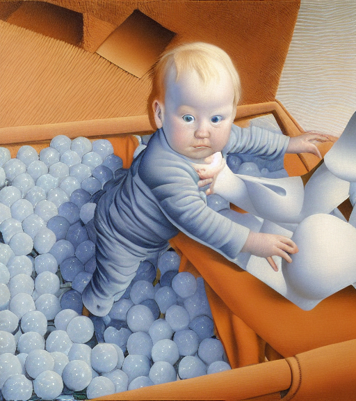 Baby in the clouds by Rene Magritte surrealist