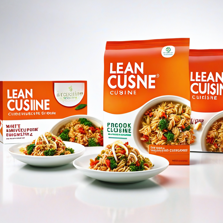 white background, front shot studio 3D render of lean cuisine, cinematic shot