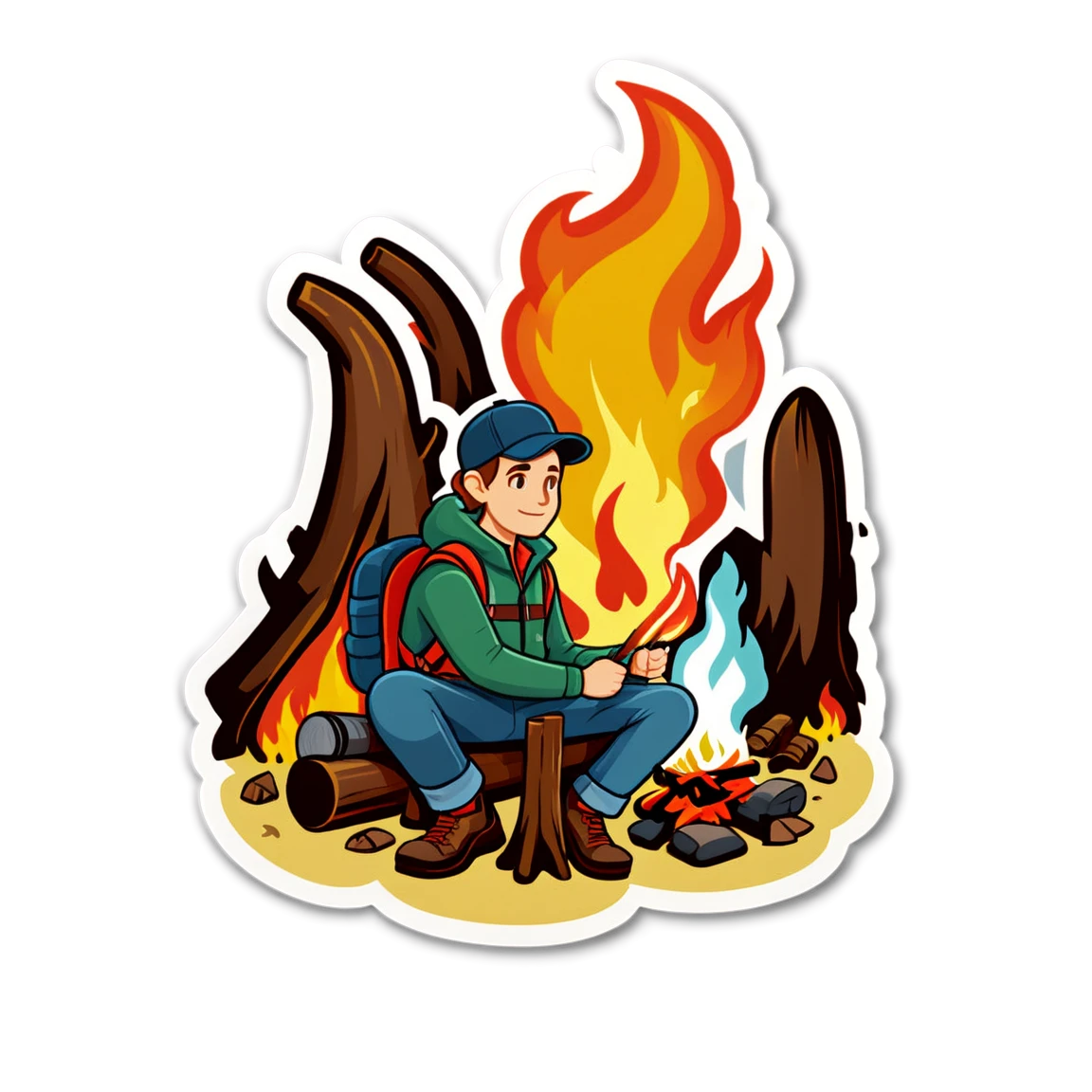 sitting by campfire hunting stickers