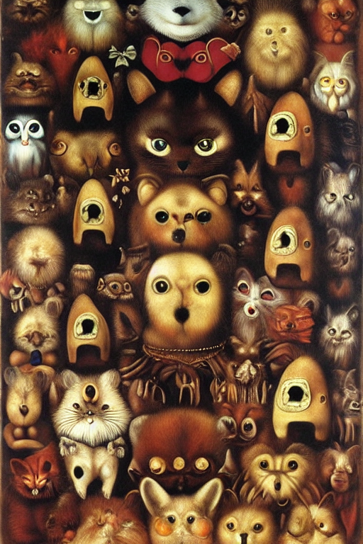 Furry monsters, by da Vinci by Frida Kahlo