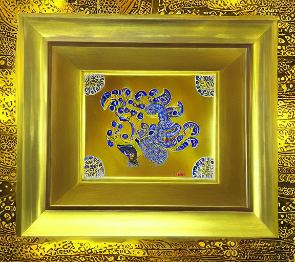 Tanjori style painting with 24k gold of sacred peacock by Yayoi Kusama  by Vincent van Gogh