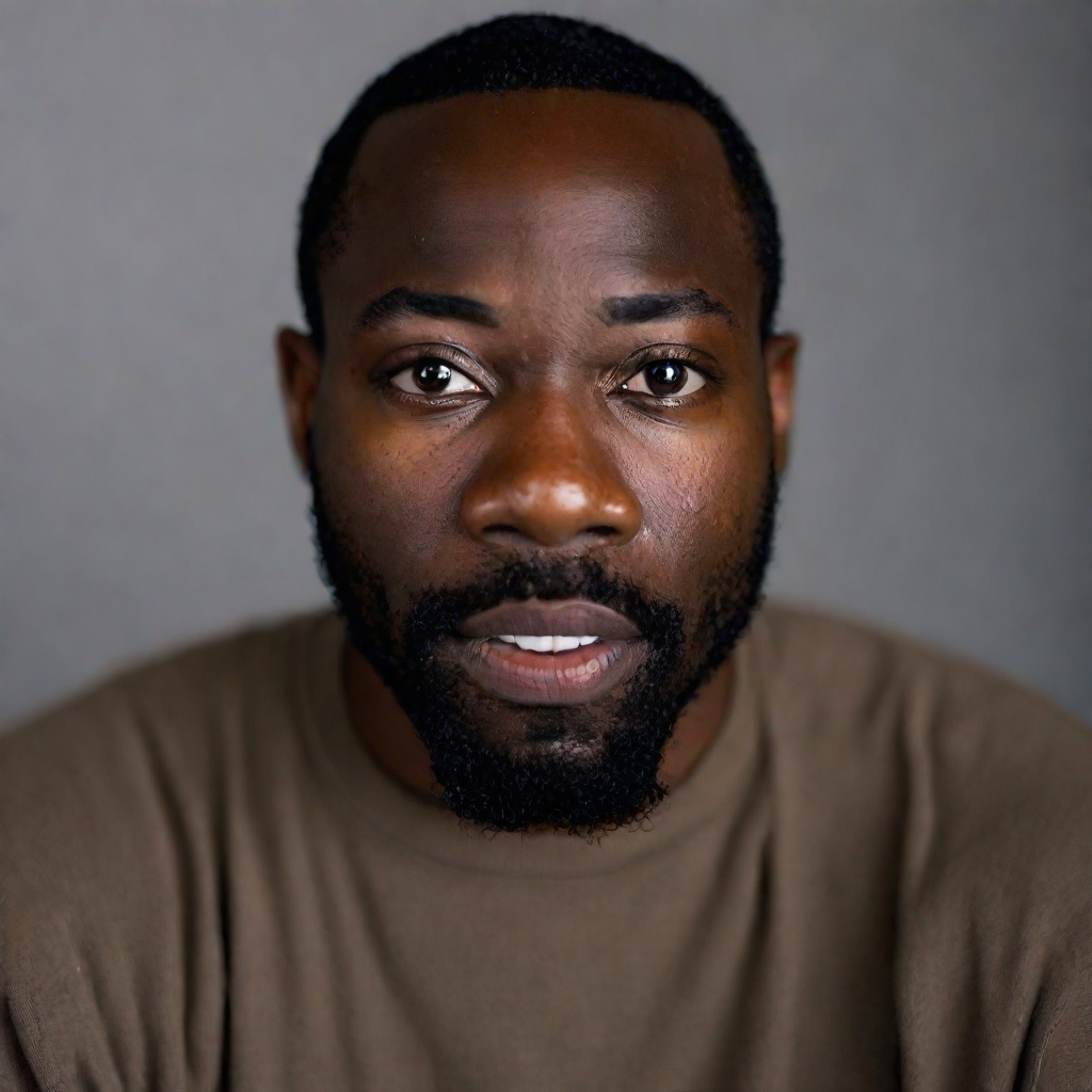 front shot, photo of Black man 5,8” 24vyo  looks at viewer, cinematic shot