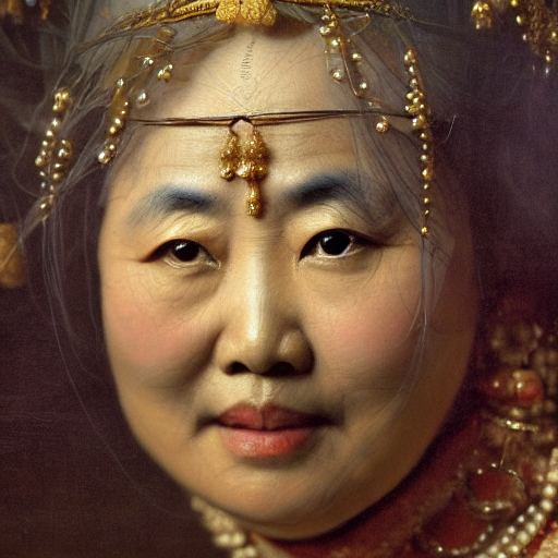 Asian woman, by rembrandt, realistic, HD color photograph