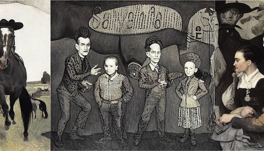 A horse standing
 by Norman Rockwell by Frida Kahlo by Georges Seurat by Vincent van Gogh by Rembrandt