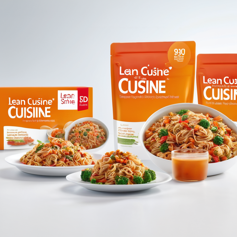 white background, front shot studio 3D render of lean cuisine, cinematic shot