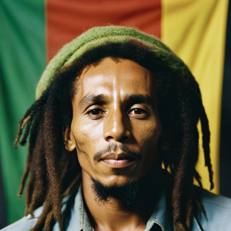 front shot, actor photo of a Bob Marley  looks at viewer, cinematic shot