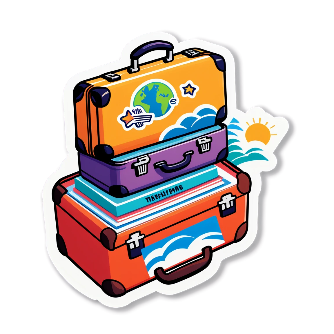 with a suitcase travel stickers