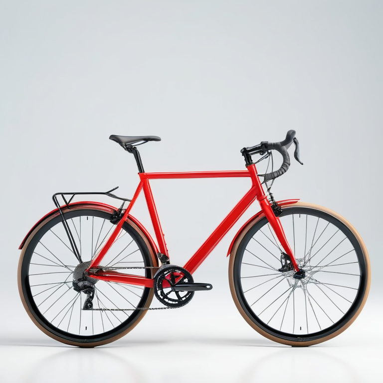 white background, front shot studio 3D render of bicycle, cinematic shot
