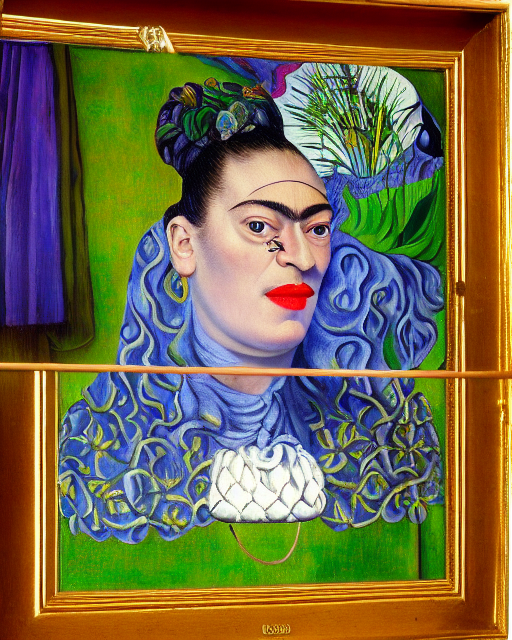 by Frida Kahlo by Rene Magritte surrealist by Salvador Dali by Picasso by Rembrandt by Vincent van Gogh by Gustav Klimt 