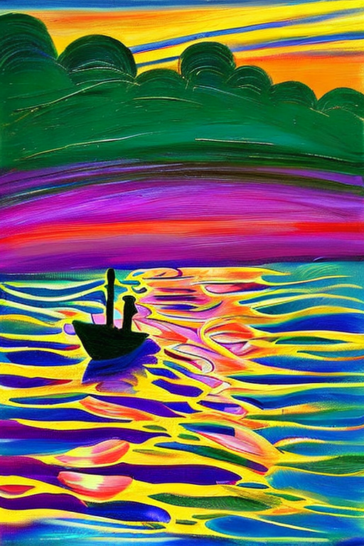 AI generated art representing "A boat on a river in an African sunset"