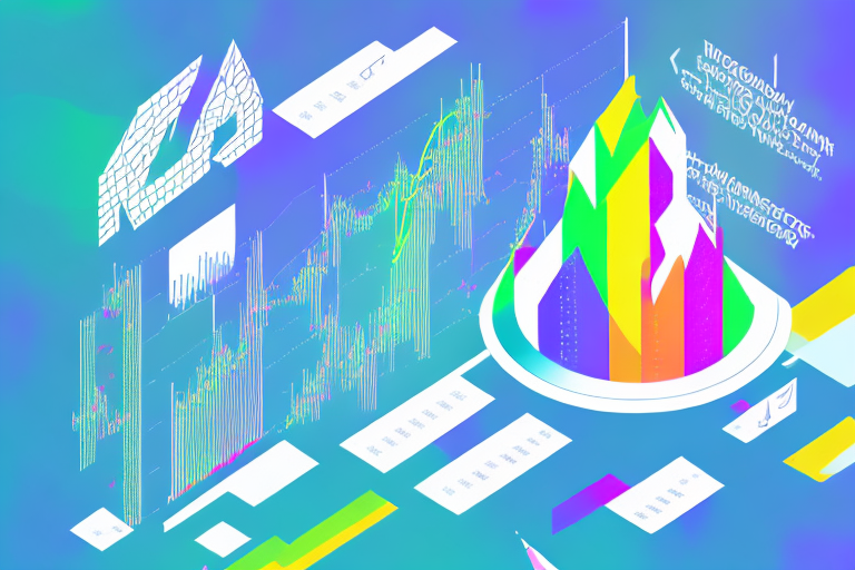 a colorful stock market chart with a fantasy element, such as a dragon or castle, hand-drawn abstract illustration for a company blog, in style of corporate memphis, faded colors, white background, professional, minimalist, clean lines