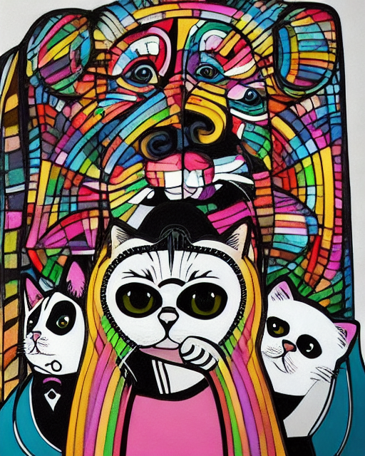 a fat cat and two fat dogs 