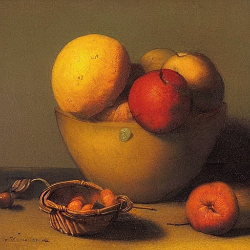 Stable Diffusion prompt: still life fruit , Rembrandt - PromptHero