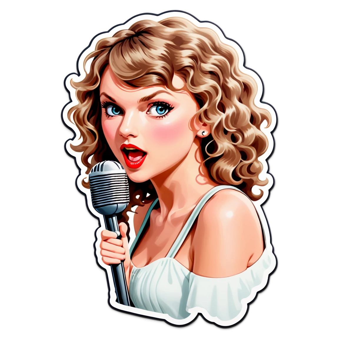 singing, with fans, curly hair taylor-swift stickers