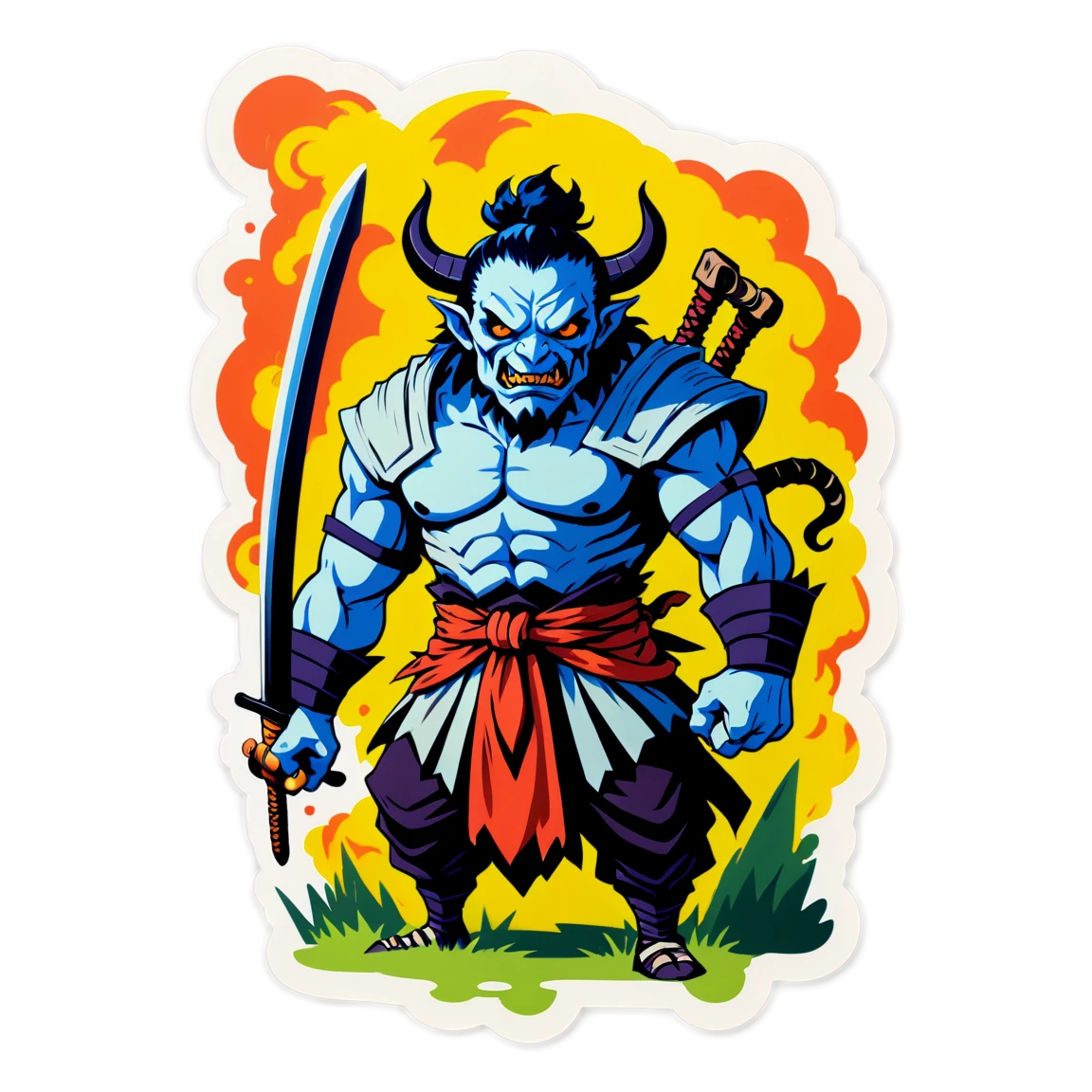 in a traditional village demon-slayer stickers