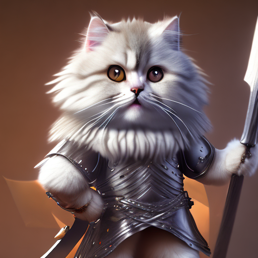 Openjourney prompt: super cute fluffy cat warrior in - PromptHero