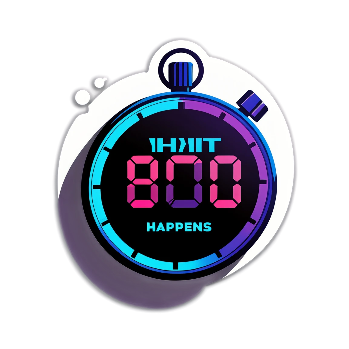 A bold, dynamic graphic of a stopwatch with the text 