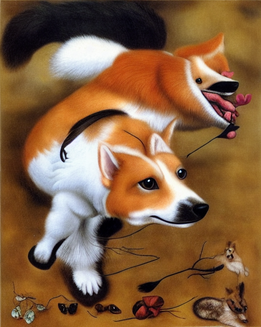 Corgi with tail by Frida Kahlo