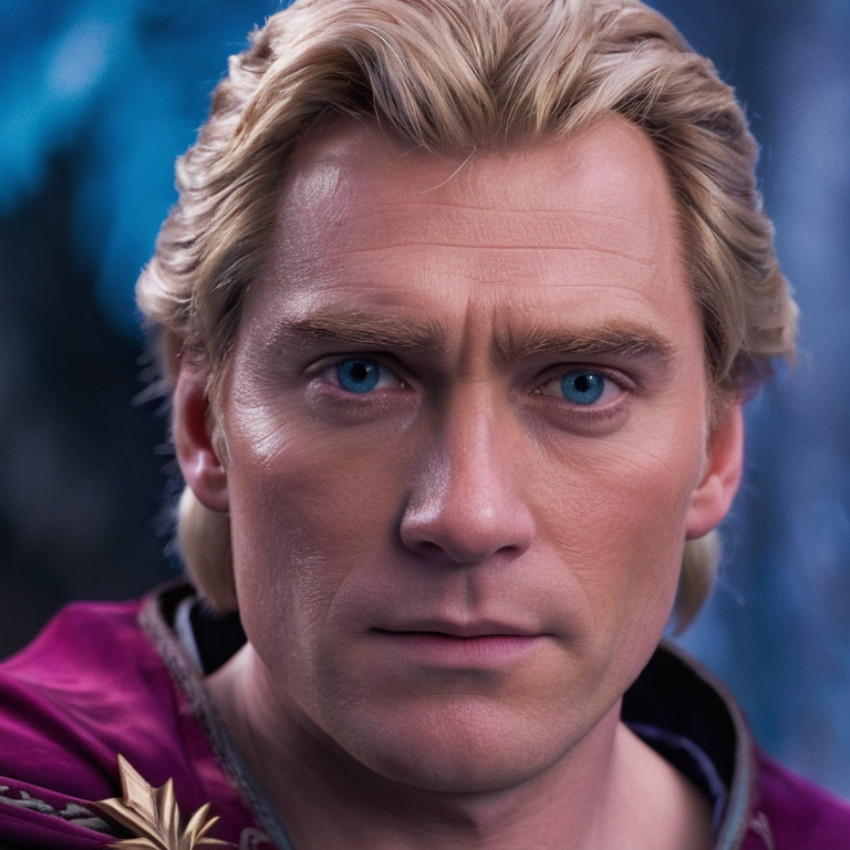 front shot, actor photo of a Elsa frozen man  looks at viewer, cinematic shot