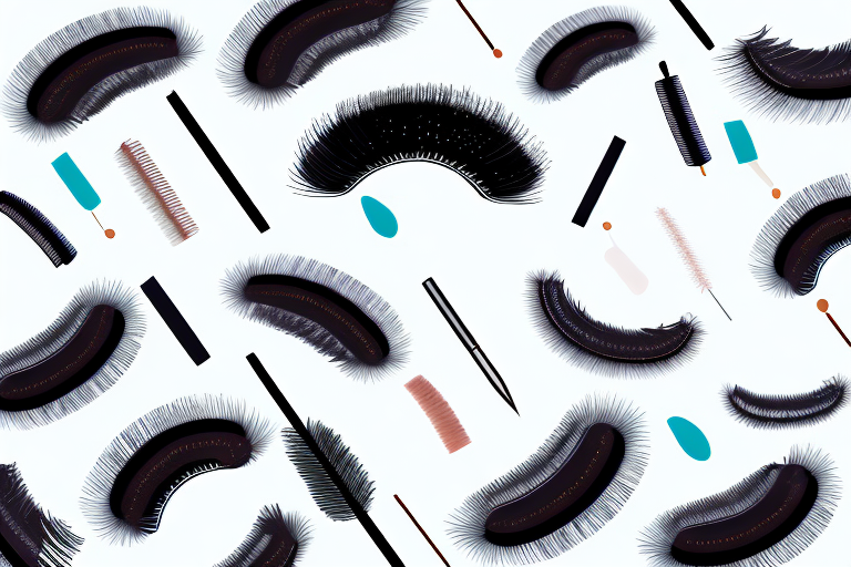 a pair of false eyelashes with an alternative adhesive material, hand-drawn abstract illustration for a company blog, in style of corporate memphis, faded colors, white background, professional, minimalist, clean lines