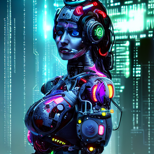 Stable Diffusion prompt: cyborg woman| with a visible - PromptHero