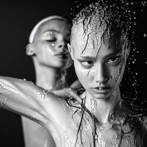  Two-beautiful-female-model’s-chests, -drenched-white-translucent-tee shirt-contest, see-through-shirt-