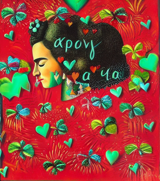 Fireworks and hearts by Frida Kahlo