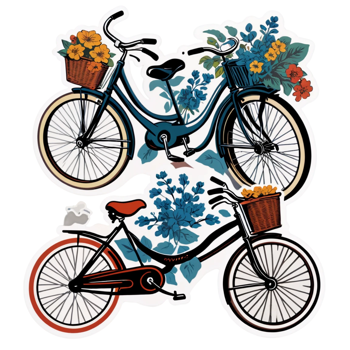 with old bicycles vintage stickers