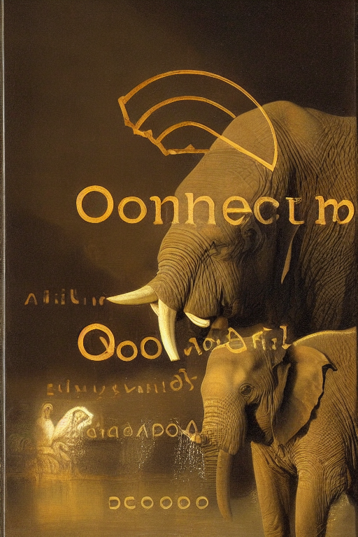 An elephant drinking water by Rembrandt 