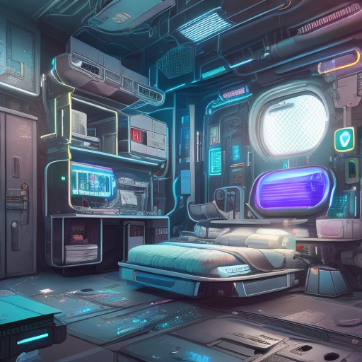 Openjourney prompt: cute top down cyberpunk bedroom, - PromptHero