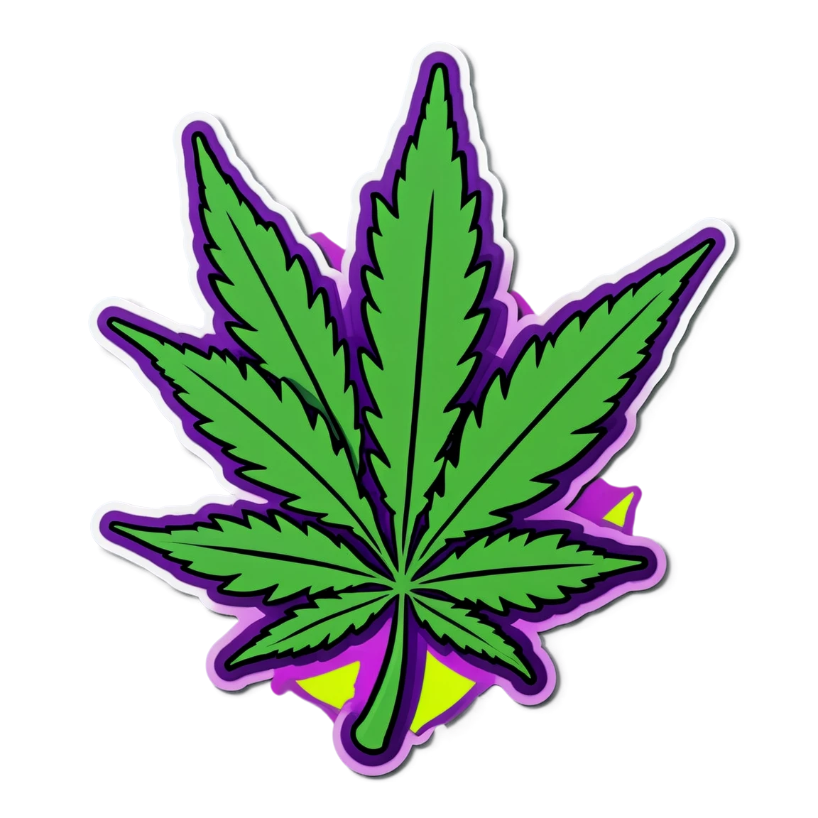 420 Sticker with purple greenish weed leaf neon stickers