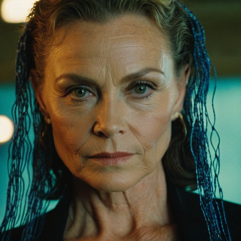 front shot, actor photo of a Gena Olin  looks at viewer, cinematic shot