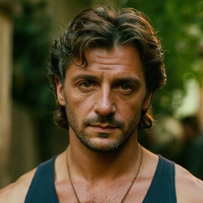 front shot, actor photo of a Italian  looks at viewer, cinematic shot