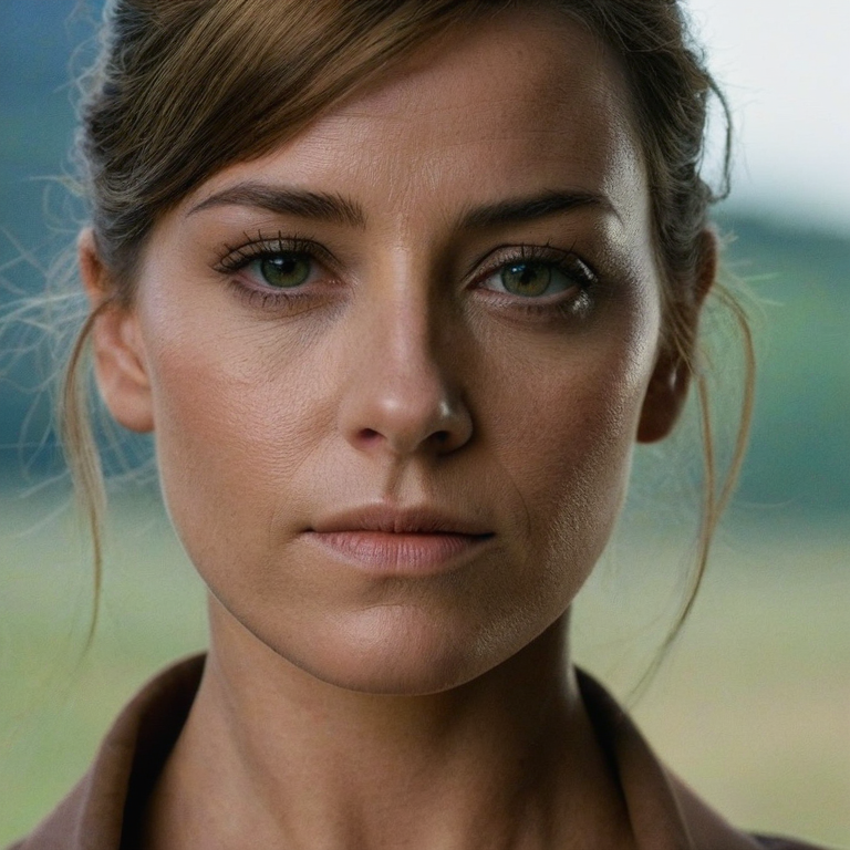 front shot, actor photo of a Woman  looks at viewer, cinematic shot