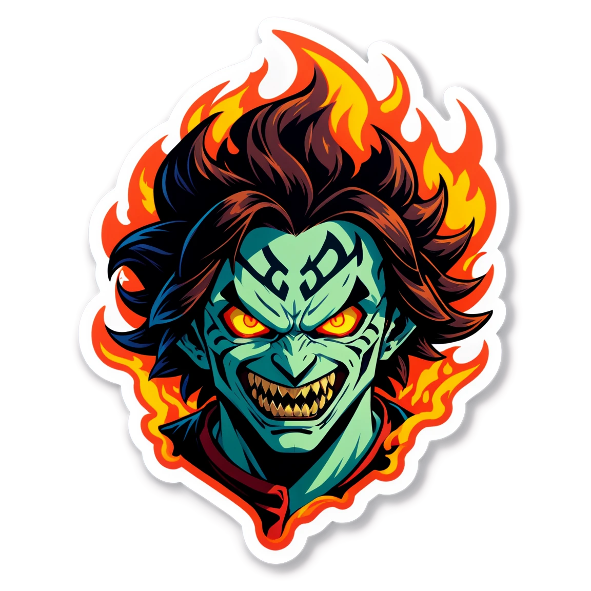 with fire elements demon-slayer stickers