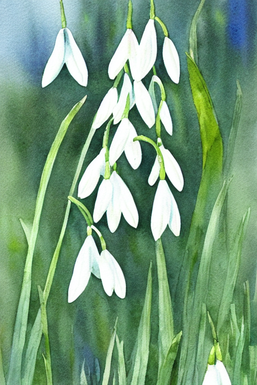 Stable Diffusion prompt: watercolor painting snowdrop - PromptHero
