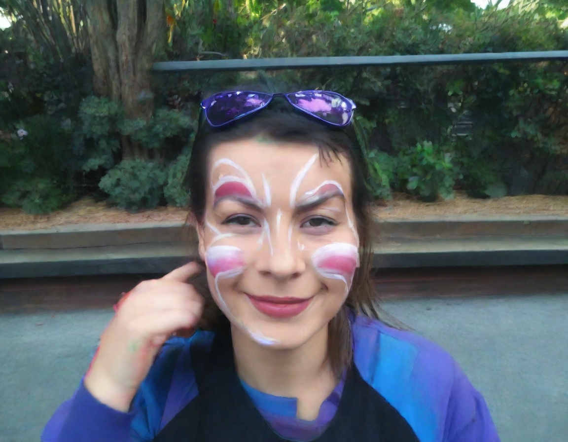 front shot, photo of a person, face painting