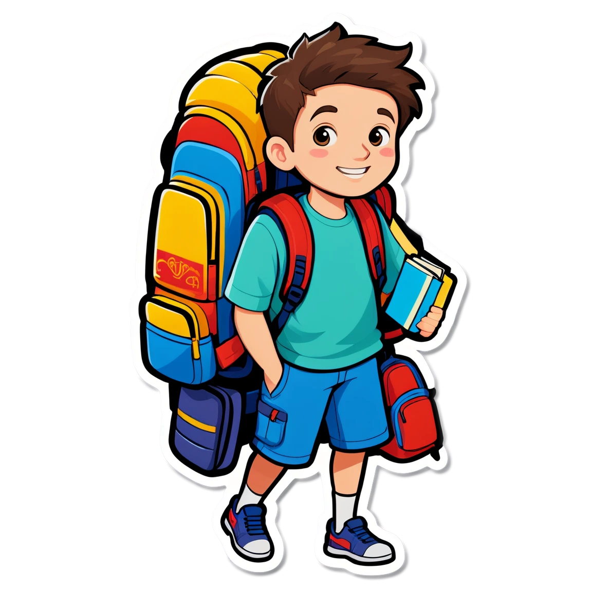 with a backpack travel stickers