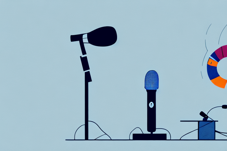 a podium with a microphone, representing a keynote speaker addressing an audience, hand-drawn abstract illustration for a company blog, in style of corporate memphis, faded colors, white background, professional, minimalist, clean lines