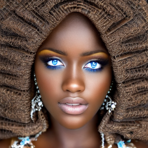 brown hair, blue eyes, beautiful, dark skin
