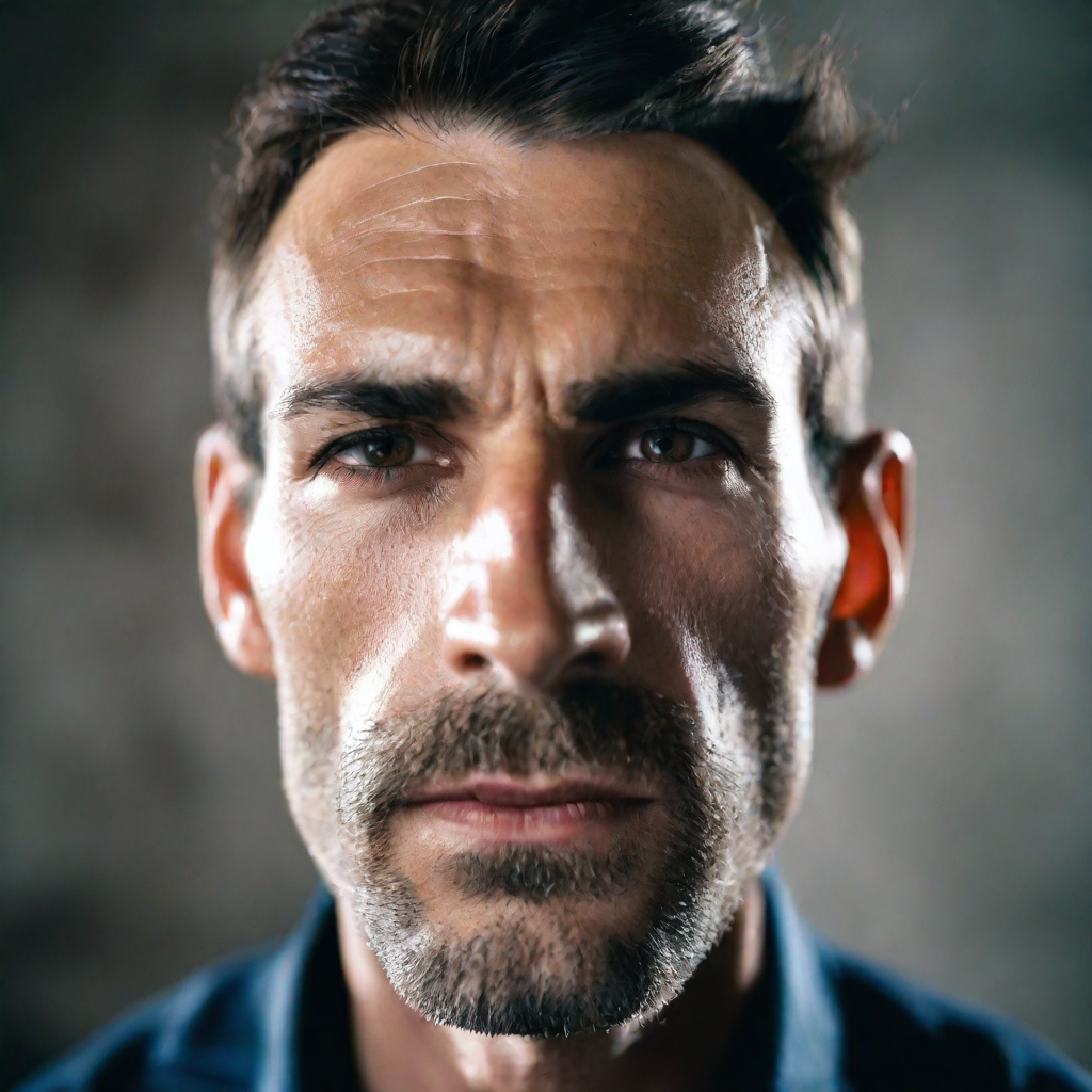 front shot, photo of Thinner nose, strong jawline, pointed chin, no beard, long hair  looks at viewer, cinematic shot