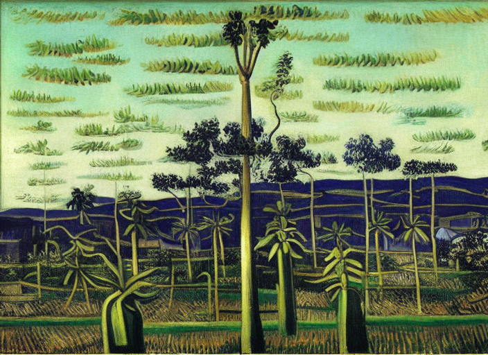 Banana trees by Picasso by Vincent van Gogh by Rene Magritte surrealist