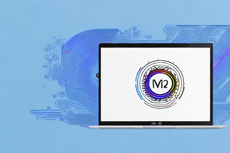 a laptop with an M.2 NVMe drive installed, hand-drawn abstract illustration for a company blog, in style of corporate memphis, faded colors, white background, professional, minimalist, clean lines