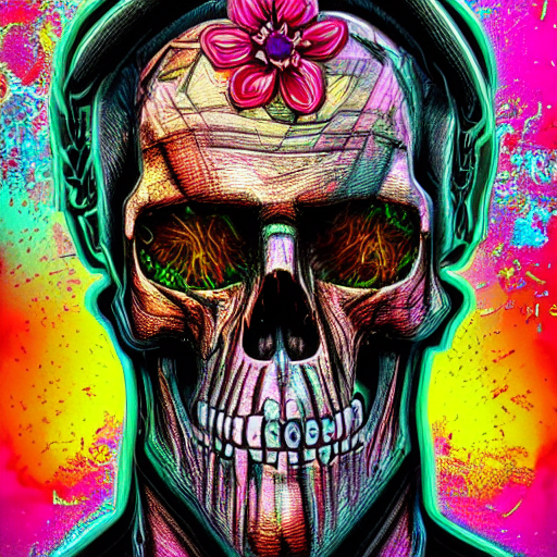 Stable Diffusion prompt: Cyberpunk art skull front face - PromptHero