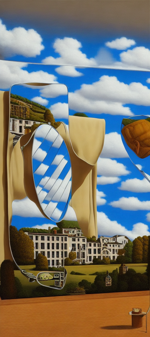 in style of Magritte 