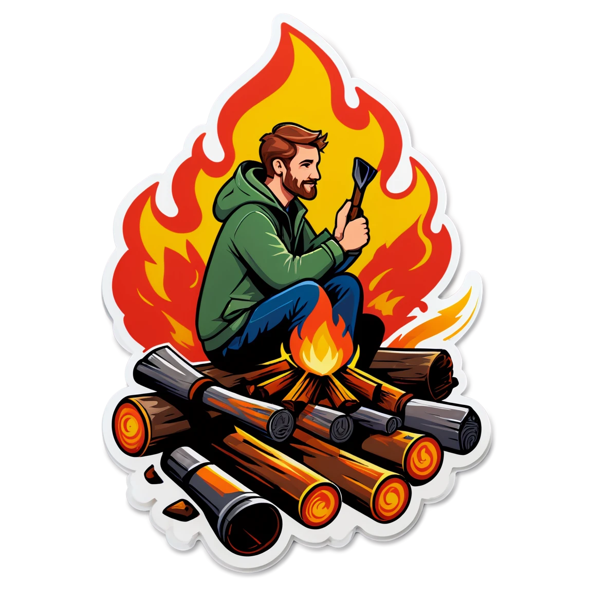 sitting by campfire hunting stickers